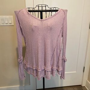 Light purple Free People thermal v neck shirt